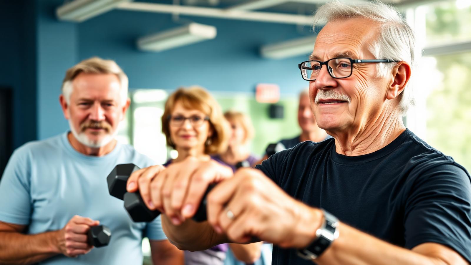 Older adults doing strength training