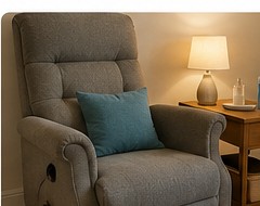 Firm supportive armchair with side table