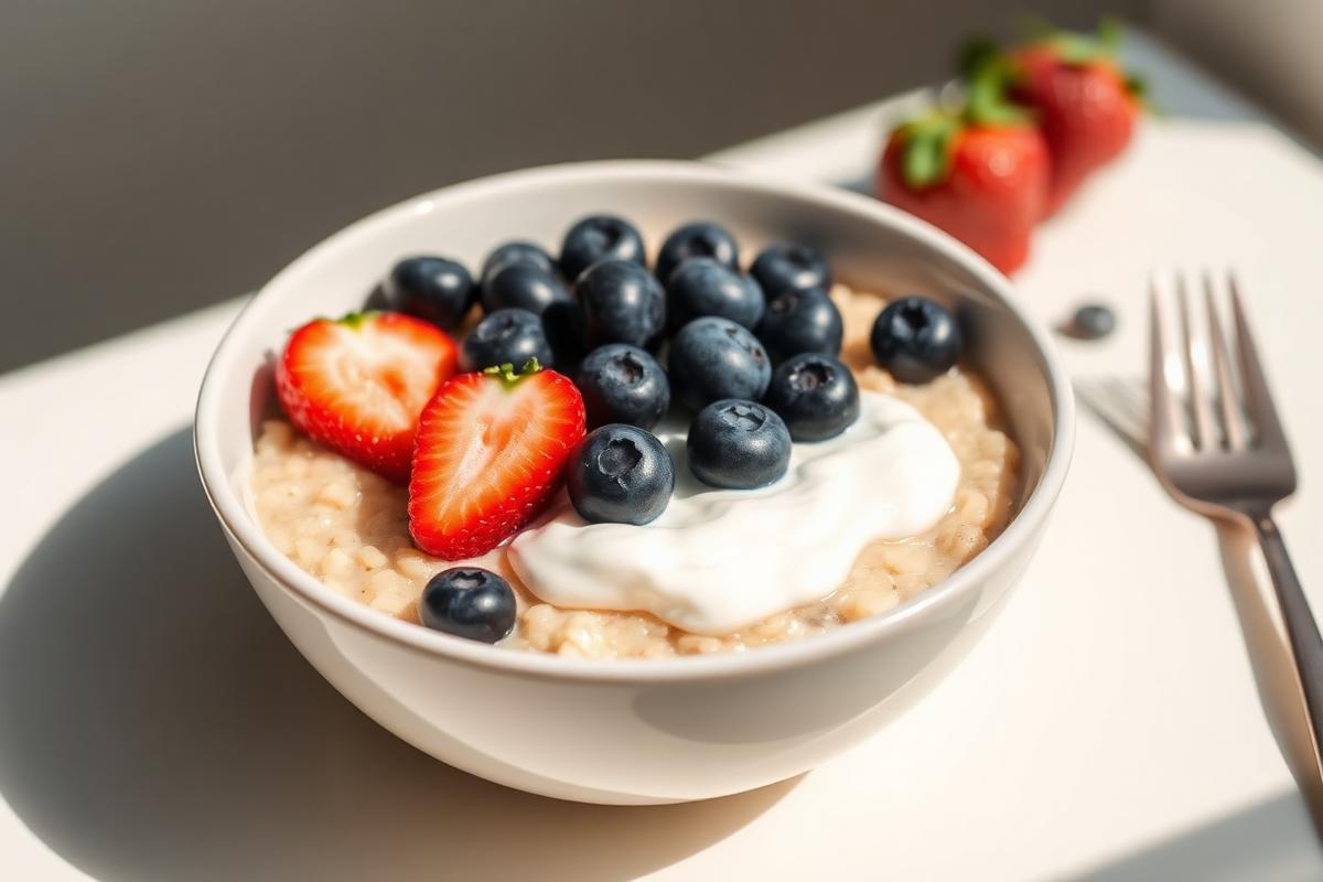 Greek yoghurt with berries and porridge