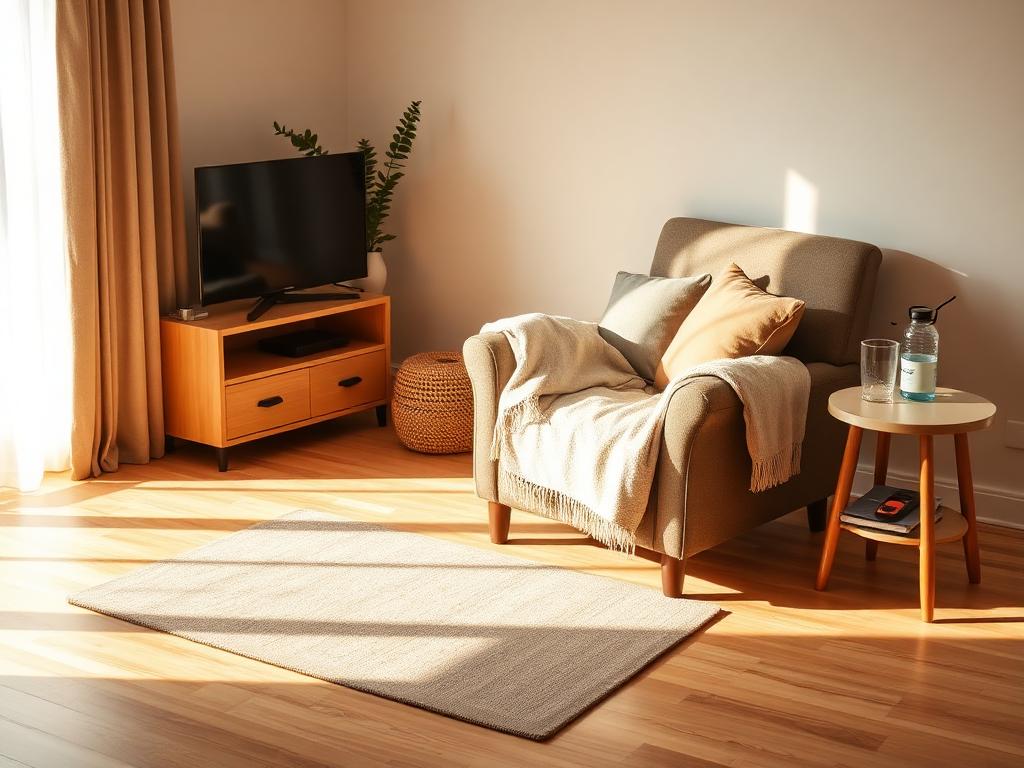 Cozy living room prepared for recovery