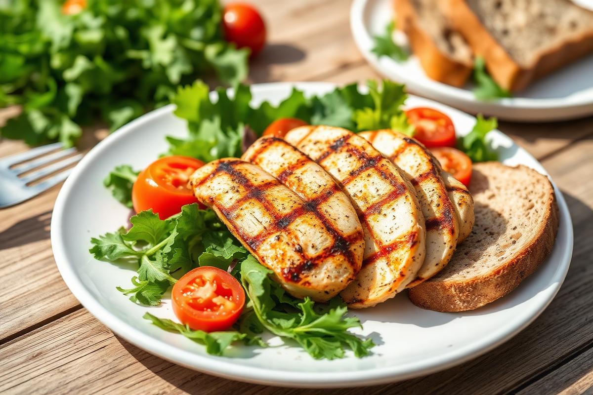 Chicken salad with wholegrain bread