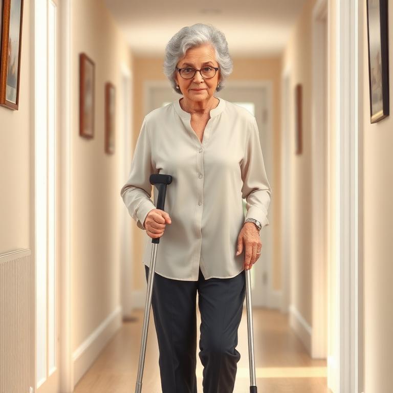 Walking with one crutch